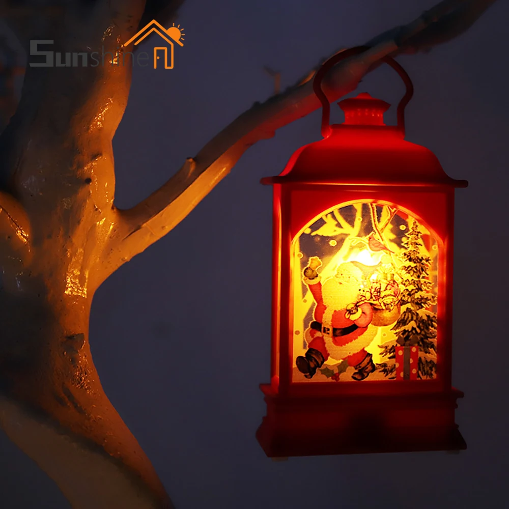Christmas Santa Lantern Wind Lights Portable Retro Christmas Display Oil Lamp Night Light Snowman Santa Holiday Children Gifts