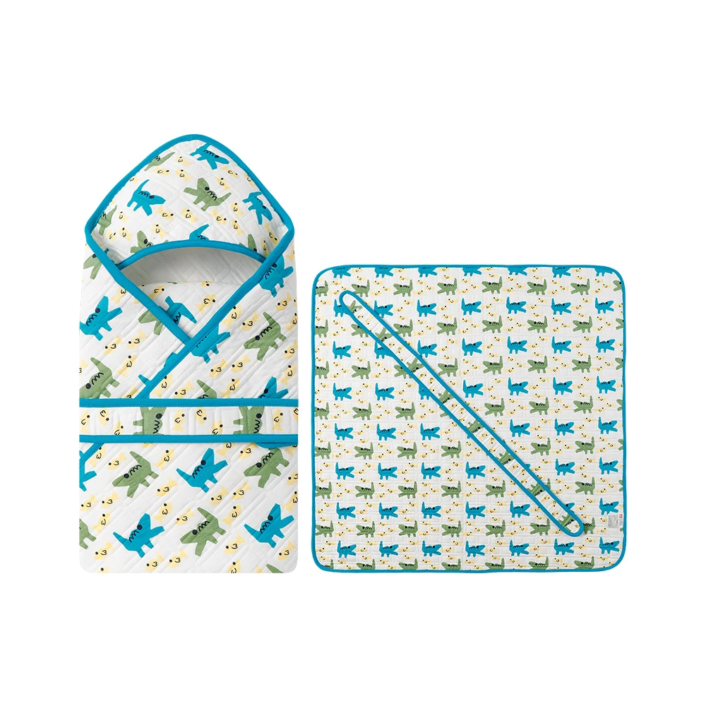 Goodbaby Little Crocodile Cotton Swaddle Blanket 80x80cm (Pack of 2, Gift Packaging)