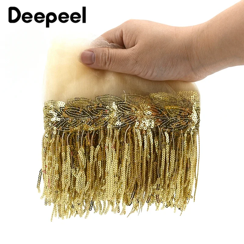 2/5Yards 10cm Glitter Sequins Fringe Tassel Lace Trim Colorful Ribbon Clothes Dance Dress Trimming DIY Crafts Sewing Accessories
