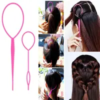 Ensemble de boucles de coiffure pour tout-petits, Topsy Rat Pony Tail Edge Peigne, Outils, Brosse à bord tressé, Accessoires de coiffure pour enfants, Femmes, Bol 5