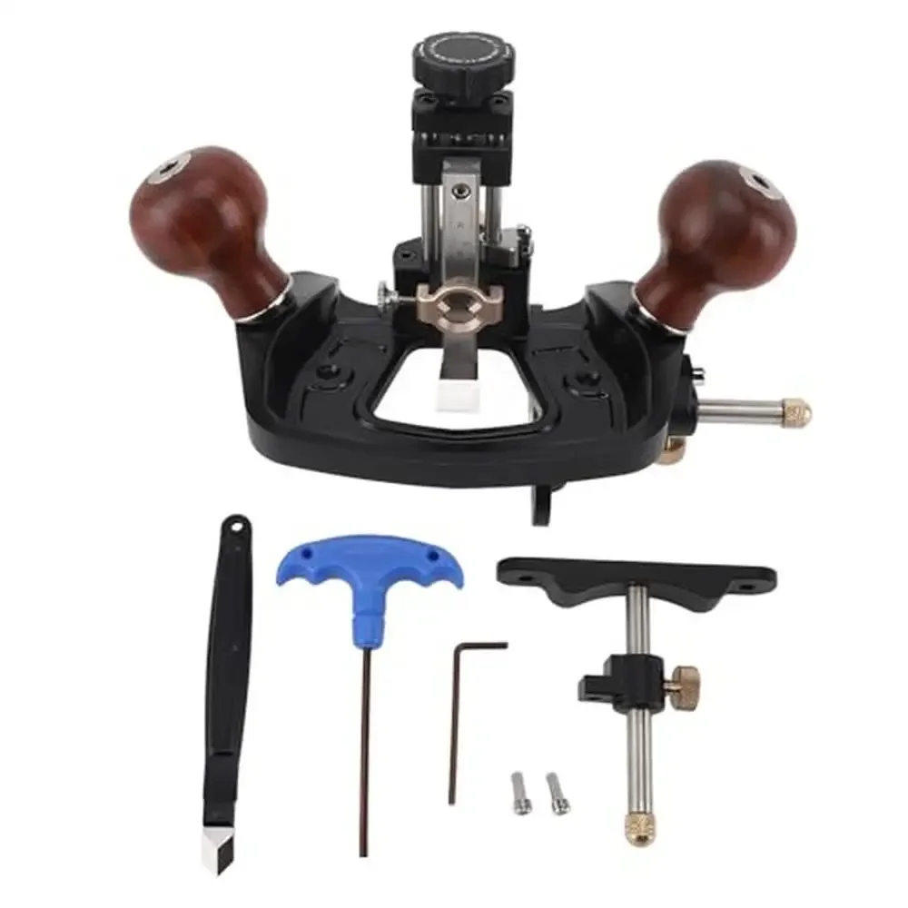 Adjustable Woodworking Router Plane with Carbon Steel Blade Trimming and Grooving Wood Surfaces Ergonomic Design Precision Tasks