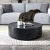 Modern Round Coffee Table for Living Room, Circle Coffee Table Faux Black Pattern Center Table for Apartment, No Need Assembly 2