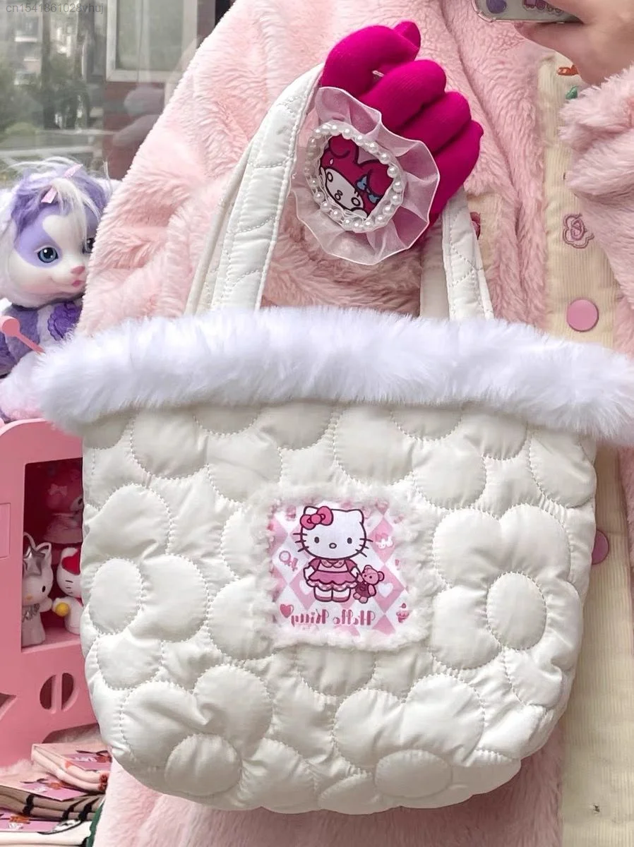 Trendy Fashion Hello Kitty Kawaii Lolita Girl Plush Women's Tote Bags