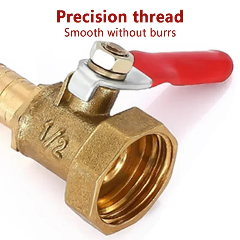 Brass Barbed Ball Valve with Female Thread Connector for 6-12 Hose Barb and 1/8',1/2'',1/4'' Copper Pipe Fitting Coupler Adapter