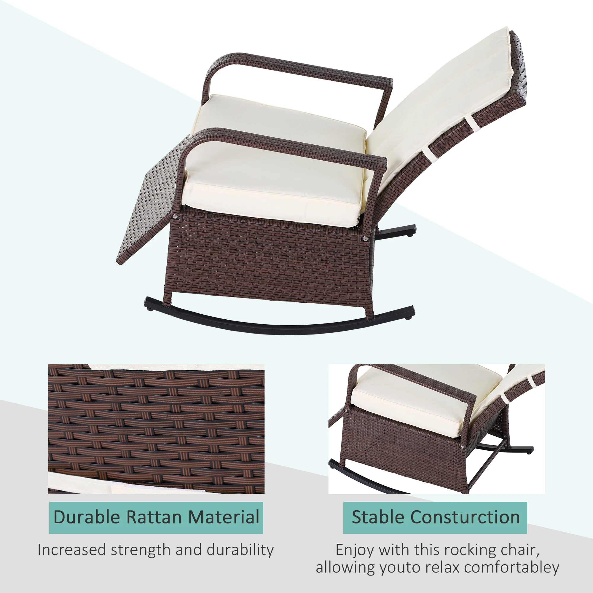 Outdoor Adjustable Wicker Recliner Lounge Chair 6