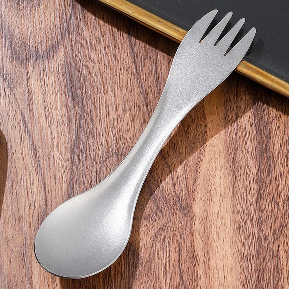 Pure Titanium Spork 2 in 1 Spoon Fork Ultralight Portable Tableware for Outdoor Camping Picnic Travel Eco-Friendly Flatware,camping cutlery,portable tableware,camping cookware,portable cutlery,titanium tableware