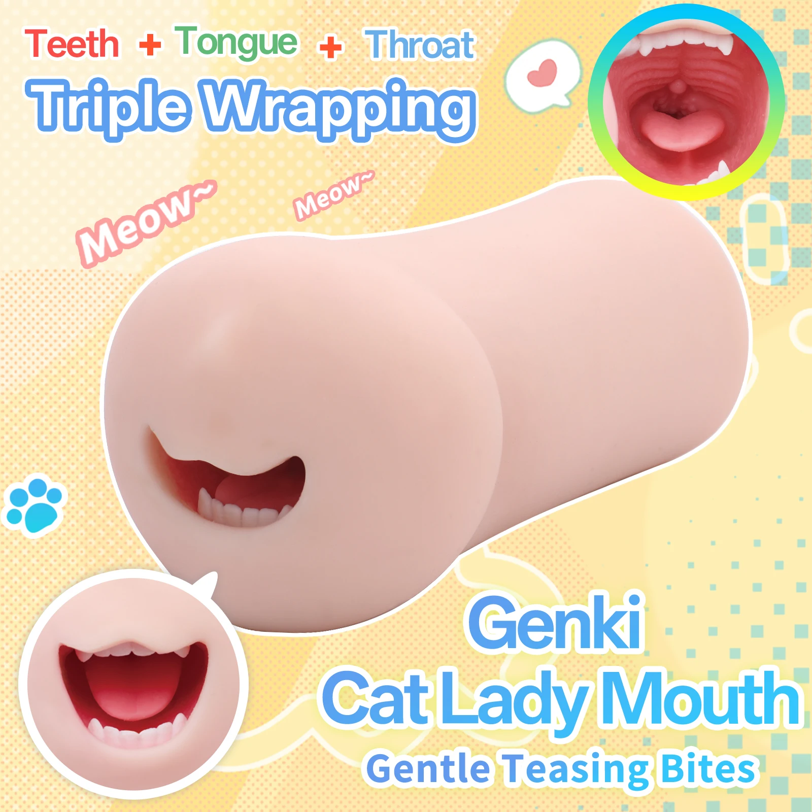 YUU Masturbatore maschile Bocca realistica Gola profonda Figa tascabile Pompino con denti Lingua Giocattoli del sesso per gli uomini Masturbazione Sesso orale - immagine 6