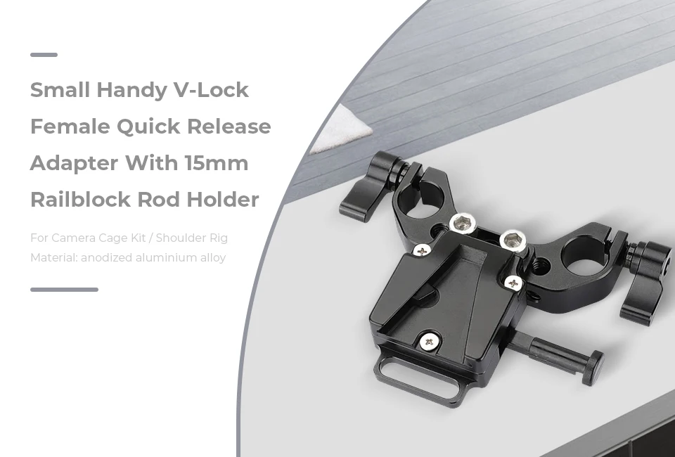 Universal V-Lock Female Quick Release Adapter With Standard 15mm Railblock Rod H