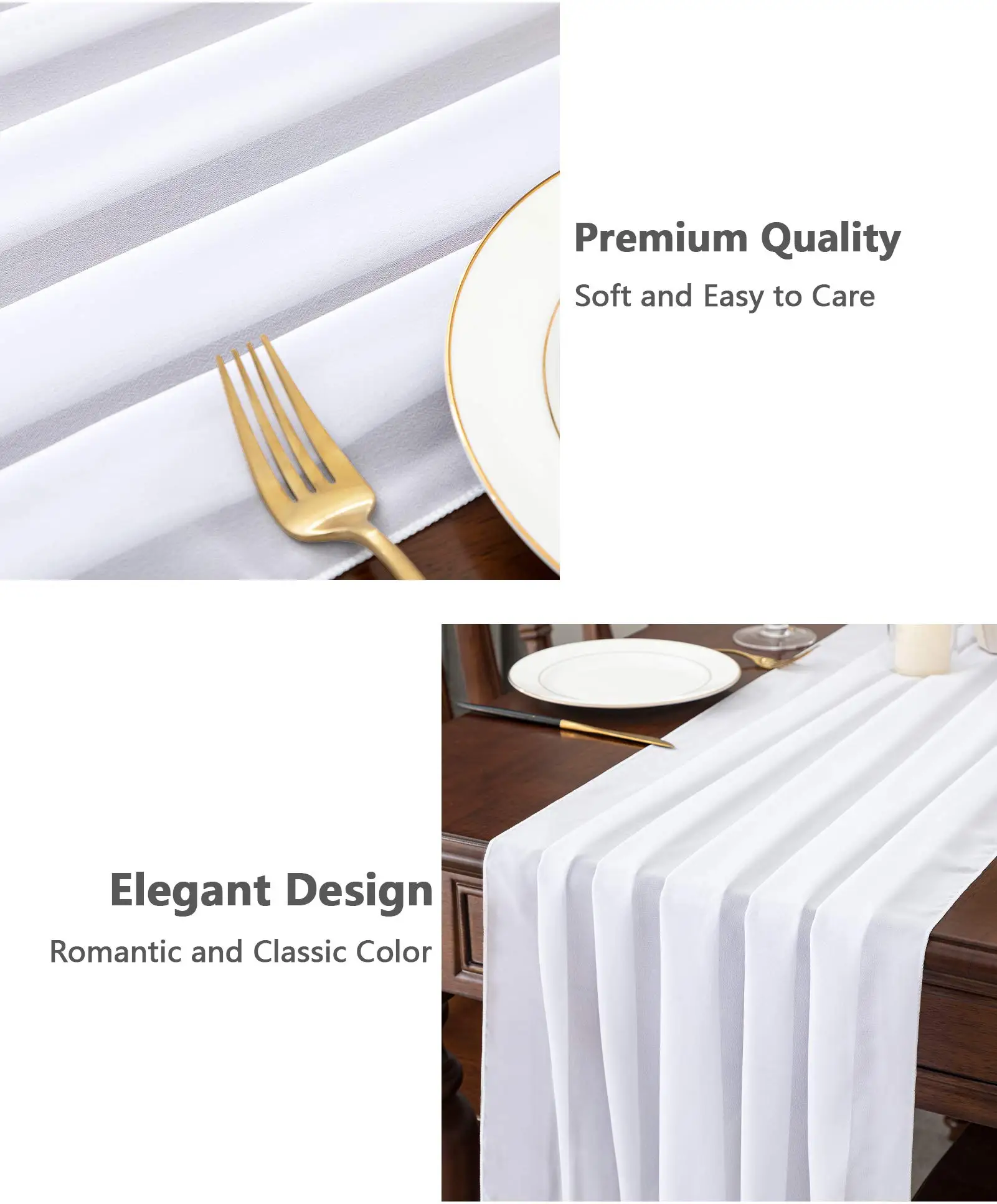 Description Picture 4 of itemWhite Chiffon Table Runner 30X300cm Romantic Wedding Table Runners for Dinding Sheer Bridal Baby Shower Party Table Decorations