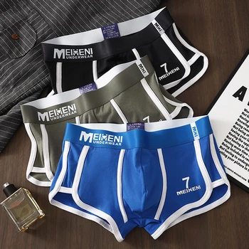 [Bloom the love] New NO.7 Cotton 1pcs/3pcs Boxer Men Underwear Breathable Boxershort Mens Boxers Man Cuecas Masculina Size M-3XL 1