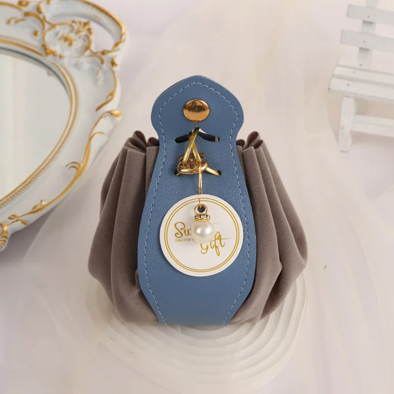 Luxury Flocked Leather Velvet Drawstring Candy Bags – Elegant Sachet Pouches for Christ... - SKU CFB01614 - UGI Packaging