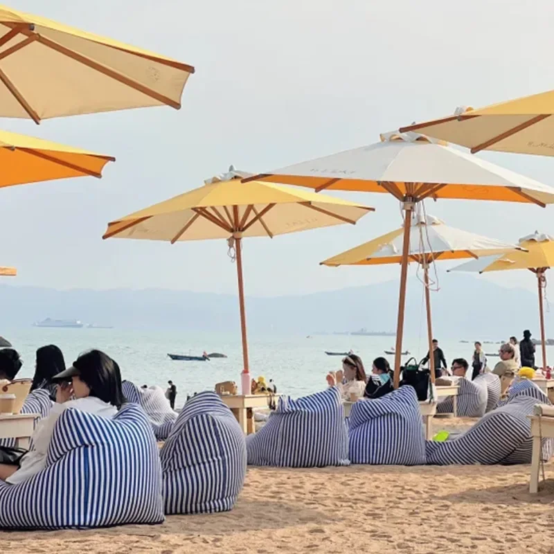 Outdoor Camping Style Chair Durable Bean Bag Sofa with Waterproof Oxford Cloth Fabric Upholstery Coffee Shops Beach Use