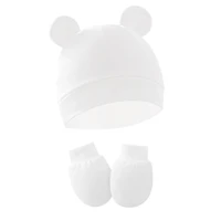 2-Pieces Infant Skull Hat & Mittens Baby Hospital Hat Scratchproof Gloves for Infant 0-3-6Month Baby Essential Product 3