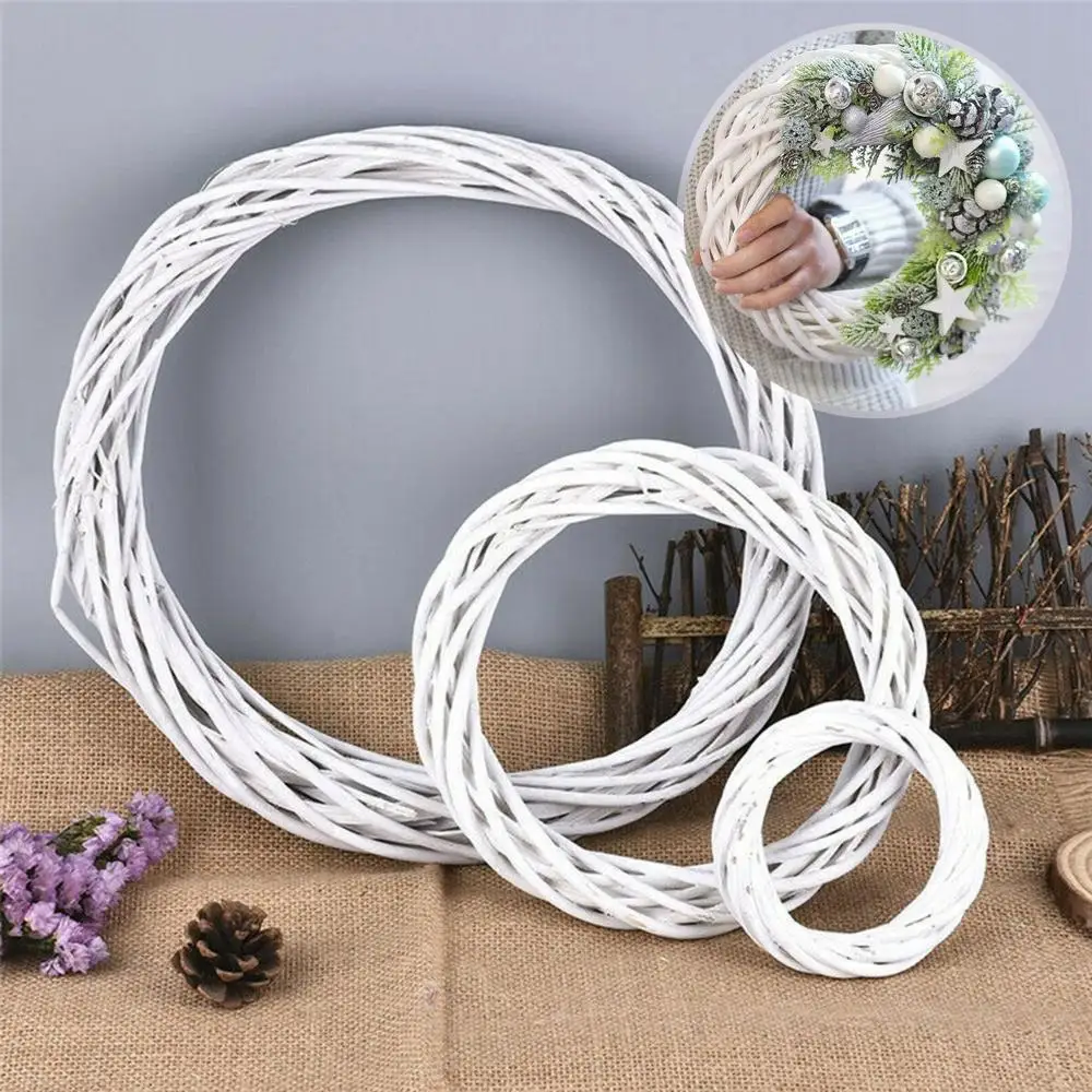 10-30cm weiße Kranz girlande hängende Rebe Ring Weihnachten Rattan Ring DIY Handwerk Weihnachten Ornamente Weihnachten Party Dekorationen – Detail 1