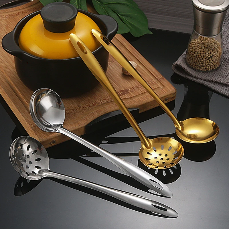 1pc Stainless Steel Colander Metal Noodle Spoon Practical Pasta Tool Soup Scoops Home Kitchen Accessories