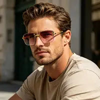 CATERSIDE Punk Rectangle lunettes de soleil hommes femmes luxe concepteur sans monture dégradé lentille métal lunettes de soleil pour hommes sport 2024 UV400 3