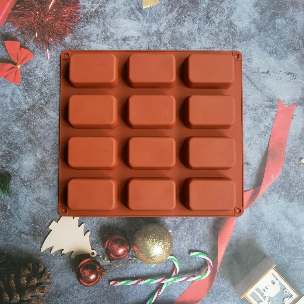 12 Cavity Square Silicone Soap Mold Candle Pudding Candy Wax Aromatherapy mould Craft Decorating 3D DIY Handmade Making Tool silicone soap molds