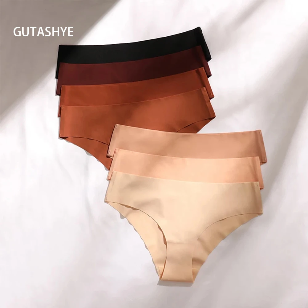 Gutashye Seamless Panties For Women Plain Panties Slip Silk Female