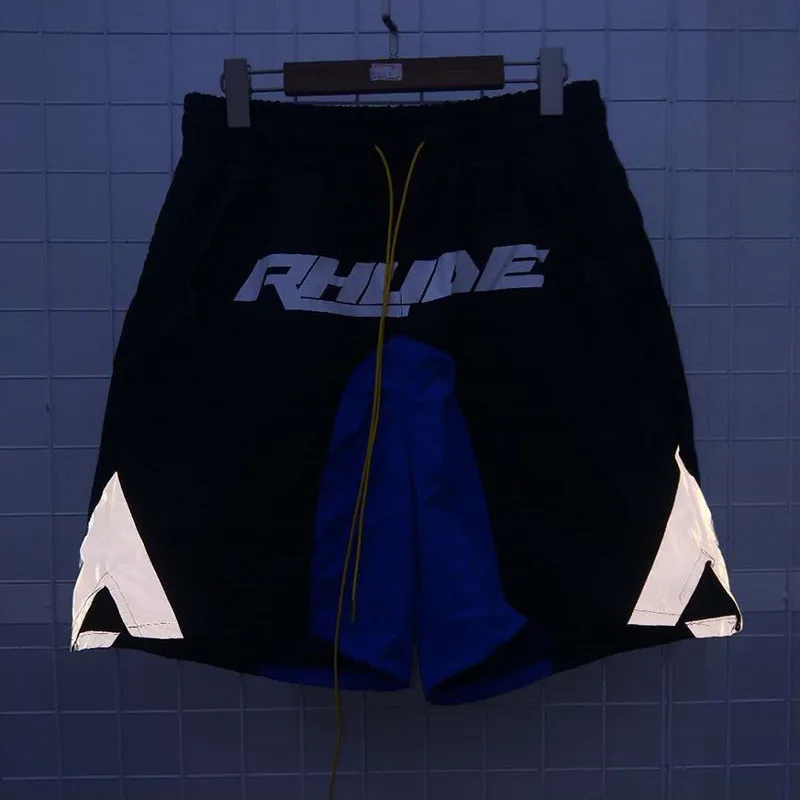 best men's casual shorts 22FW NEW hip-hop RHUDE Shorts Men Women 1:1 High Quality Logo Rhude Washed Black red Splicing Mesh Breeches Shorts smart casual shorts mens