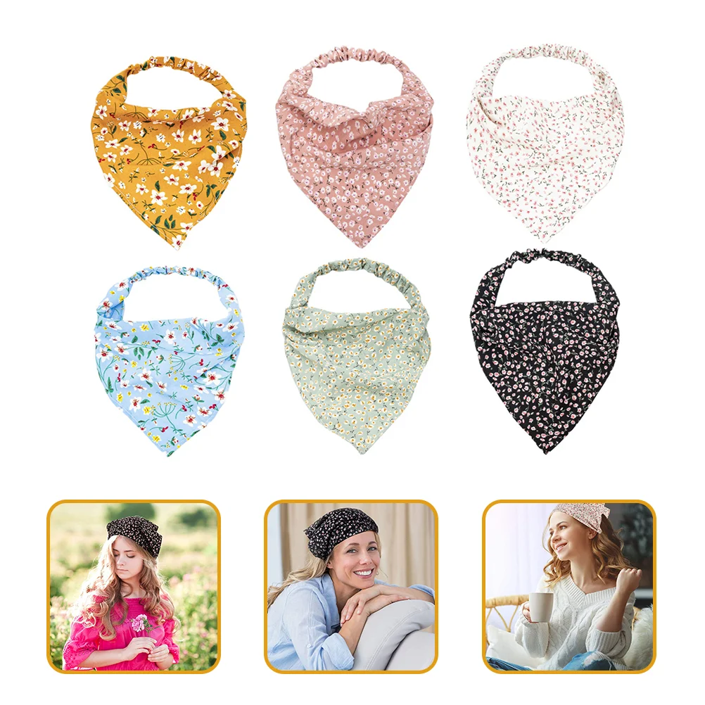 

6 Pcs Triangular Binder Headscarf Bandana Headbands for Women Hair Ties Bandanas Flowers