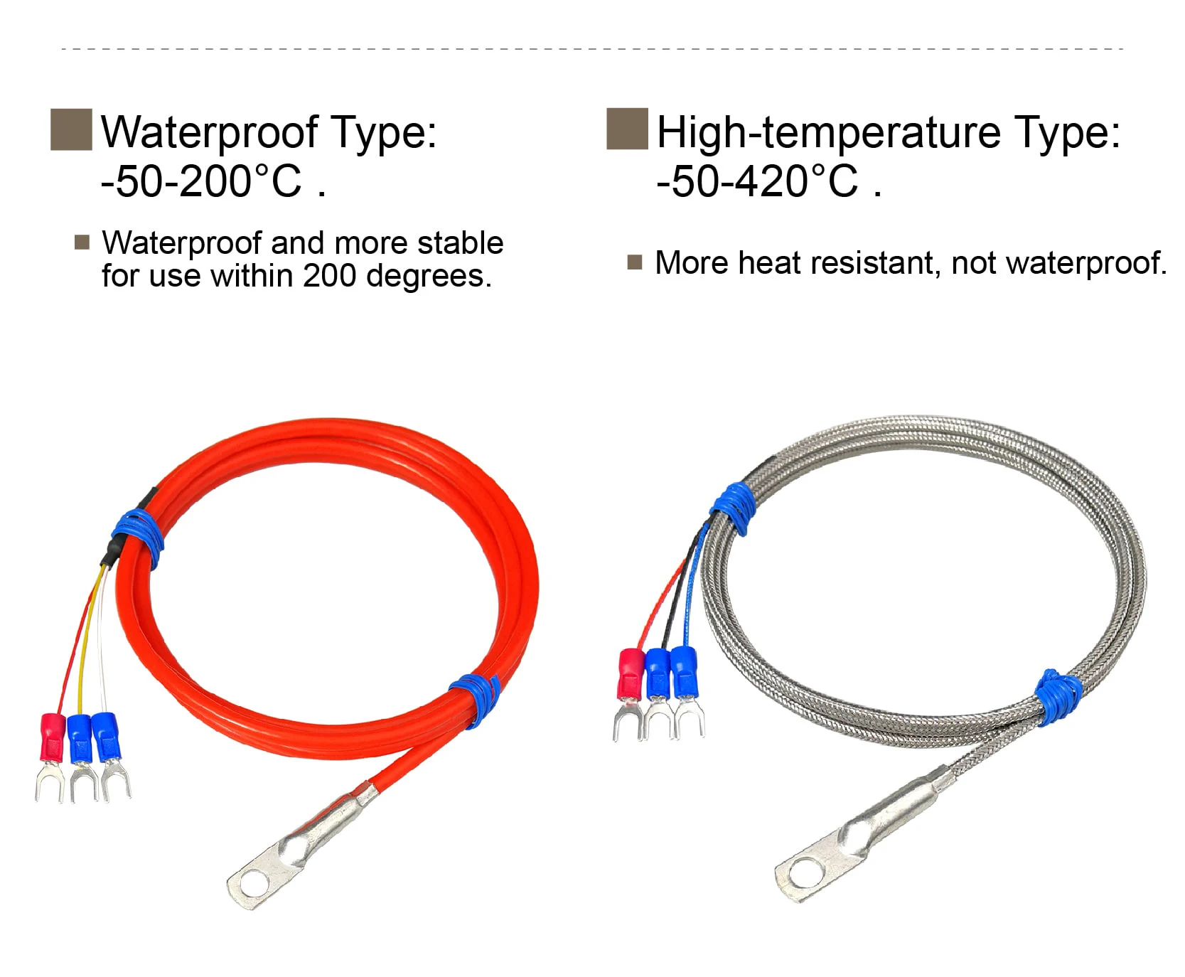 6MM Aperture PT100 Temperature Sensor Probee -50-200℃/420℃ 0-10M High Temperatur