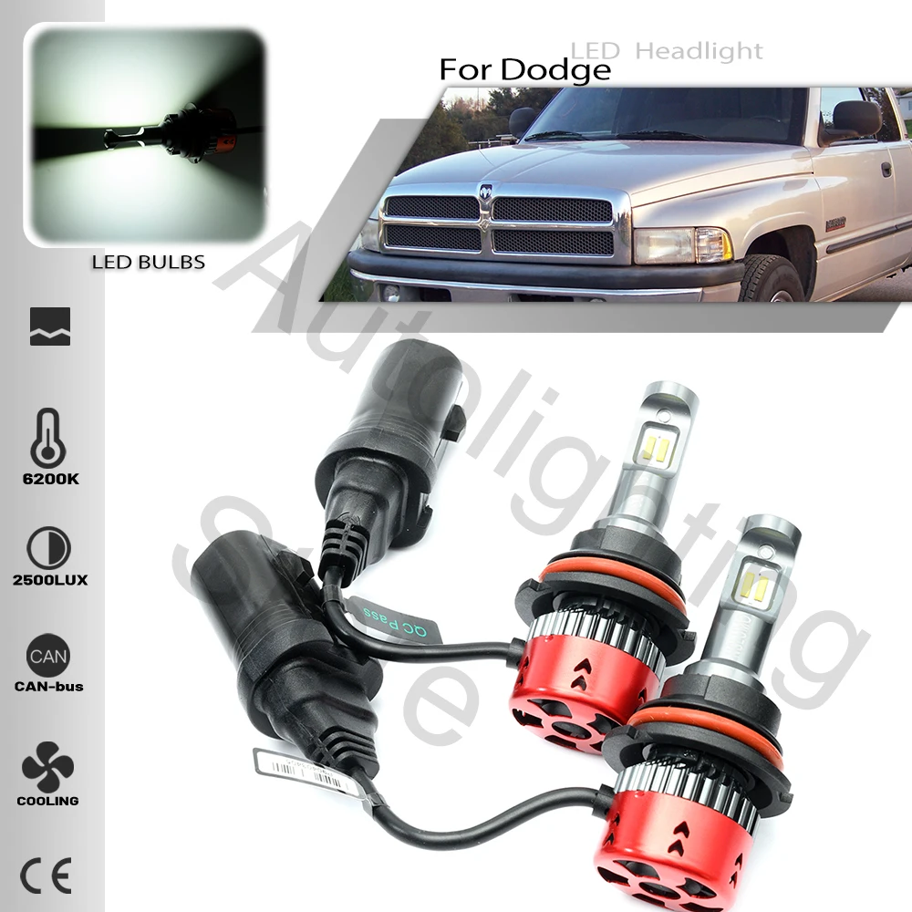 2PCS 9004 HB1 LED Headlight Bulbs For Dodge Ram 1500 2500 3500 1994