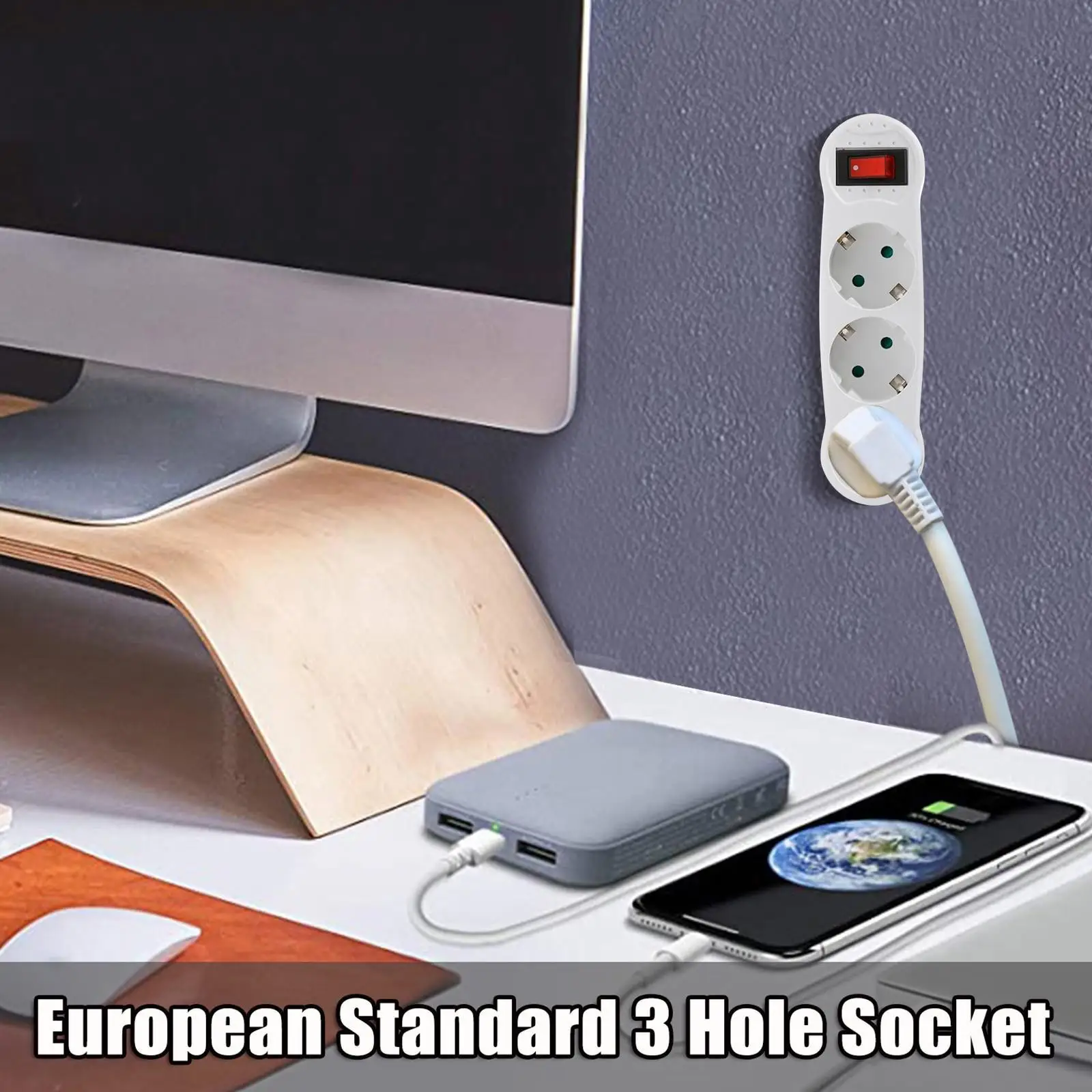 EU Plug Adapter Standard Conversion Socket ON/OFF Switch 16A 250V France German Plug 1 to 3 Way Wireless Extended Socket