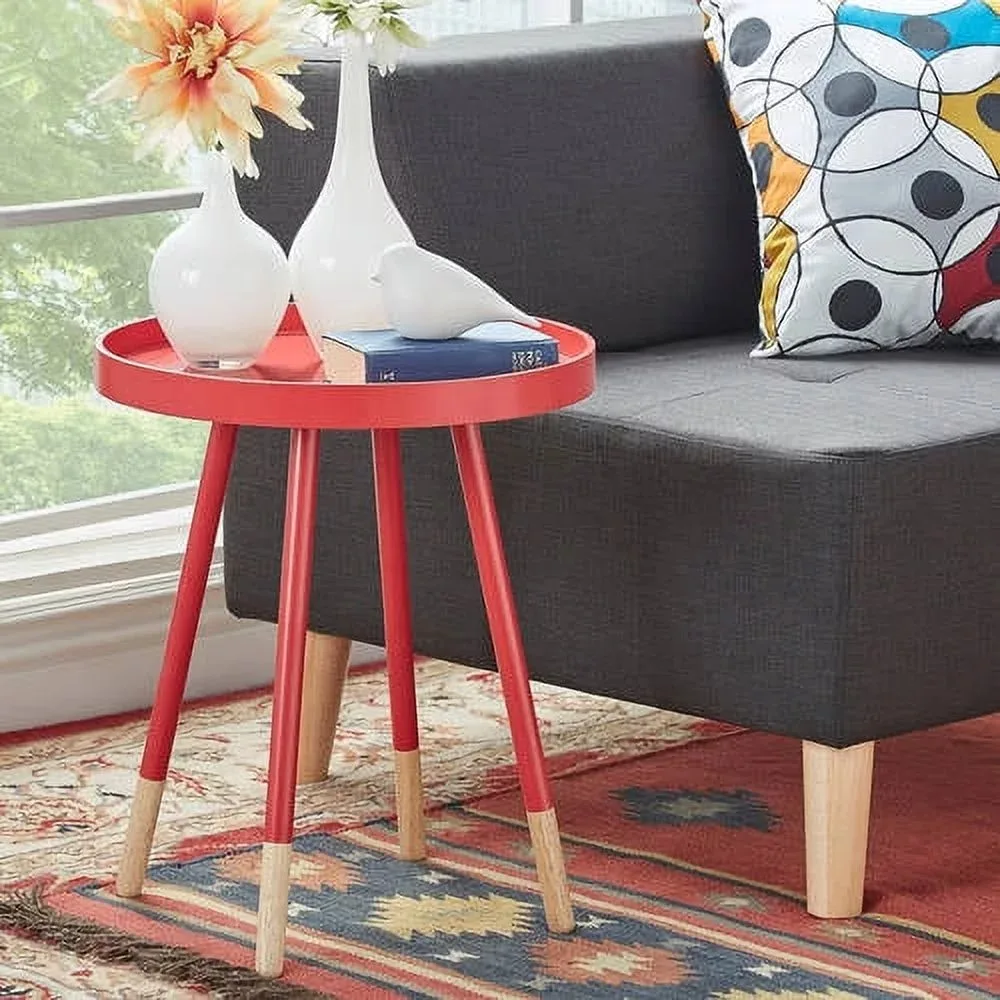 

Round Bentwood Top Tray End Table, Red