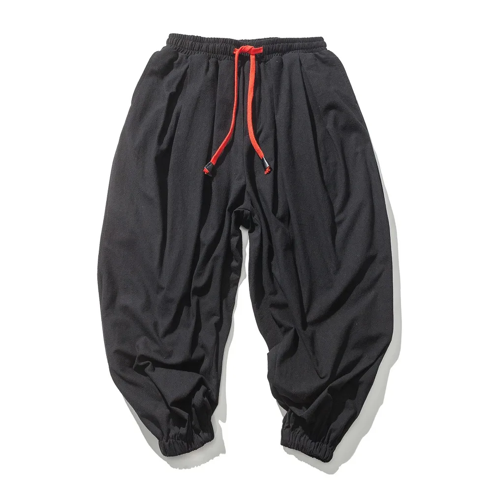 Men's Cotton and Linen Harem Pants Casual Loose Oversize Beach Pants Chinese Style Wide Leg Trousers Joggers Men Summer 5