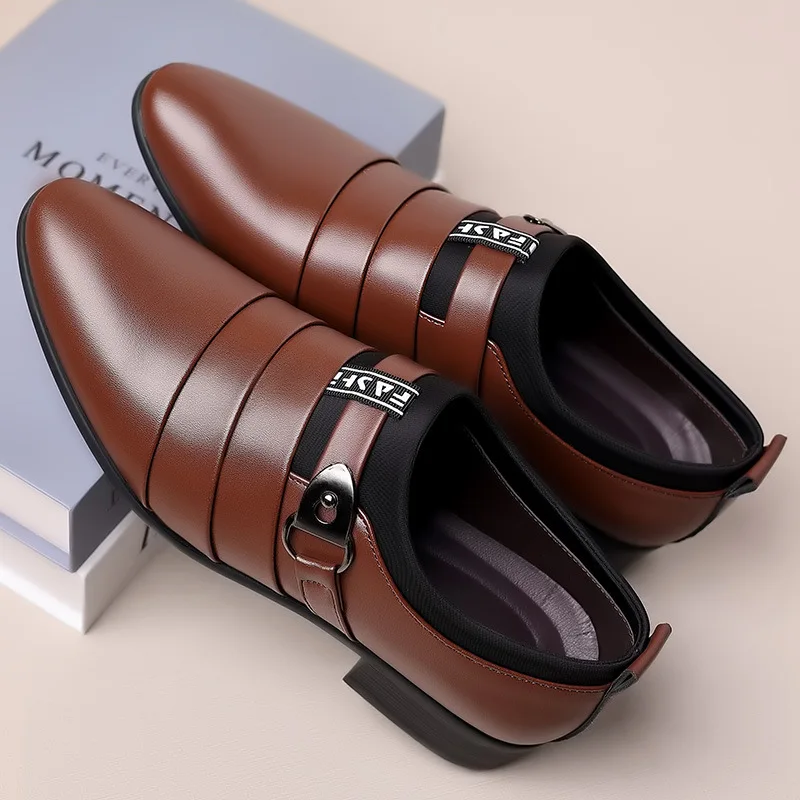 Classic Leather Shoes for Men Slip on Pointed Toe Oxfords Formal Wedding Party Office Business Casual Dress Shoes for Male2023 4