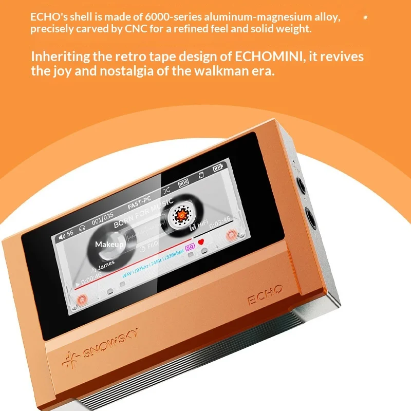 FiiO SnowSky ECHO 휴대용 고해상도 무손실 MP3 플레이어 8GB CS43198 디코더 듀얼 출력 블루투스 5.0 HiFi 음악 플레이어