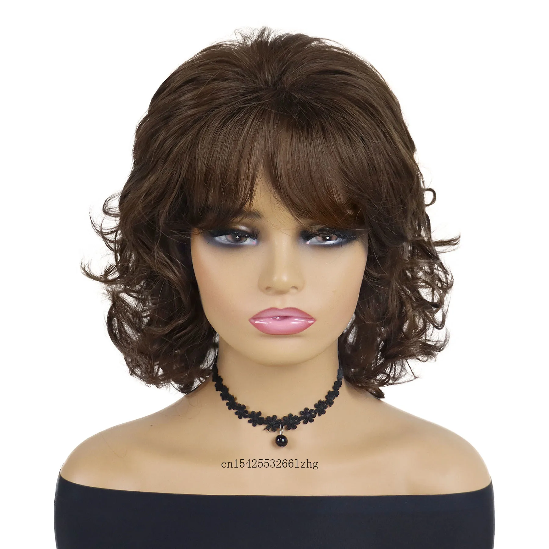 GNIMEGIL ռ Ӹ ũ  ª   ǫ  õ ̵  (Bangs ) Natural Mommy Wig Daily Party Costume