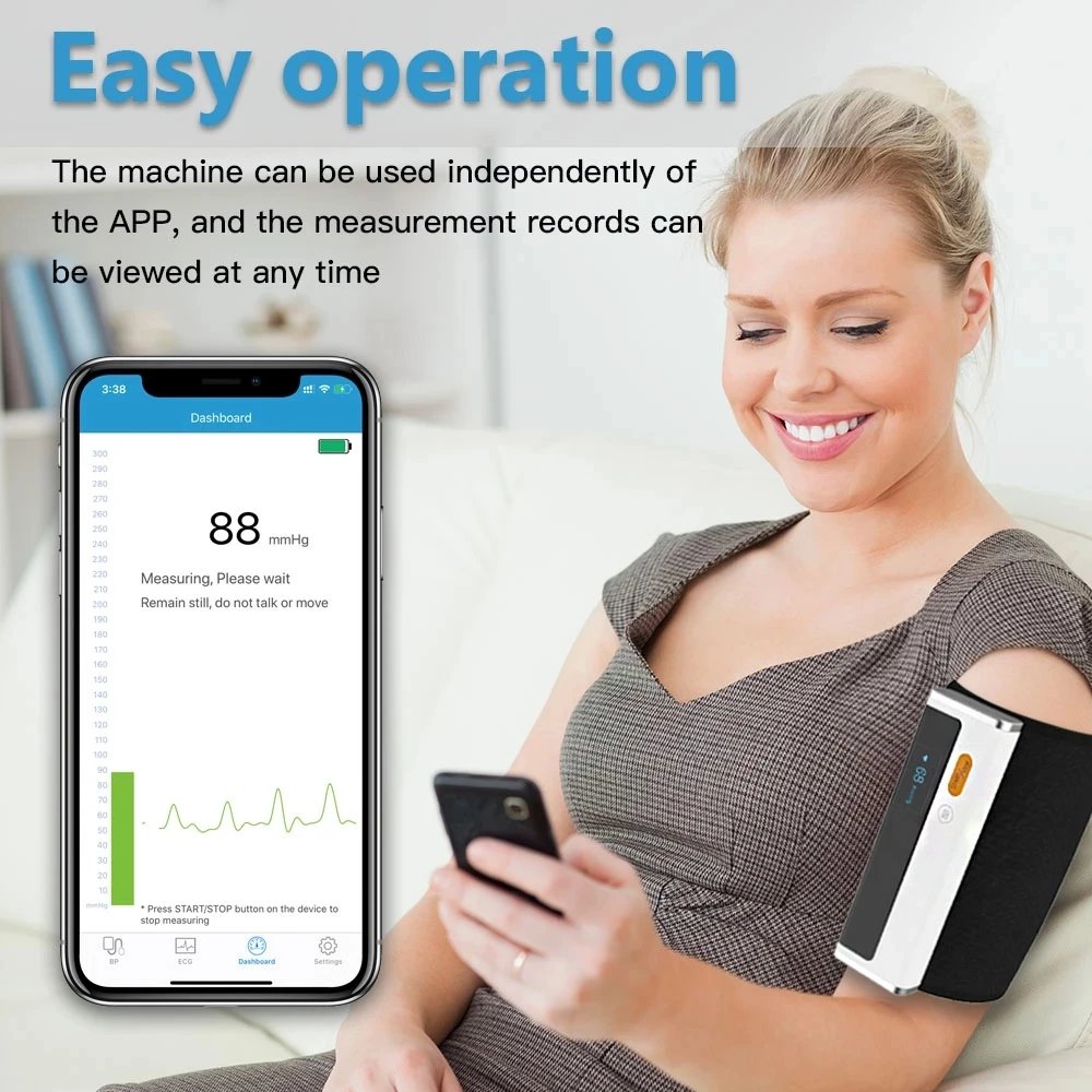 Bluetooth blood pressure monitor with electrocardiogram monitoring function and heart rate pulse upper arm blood pressure monito