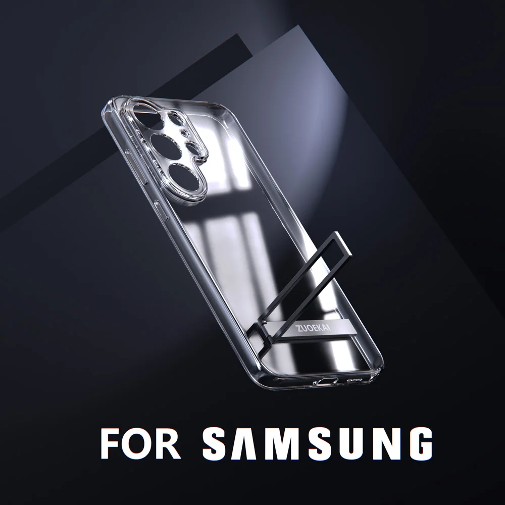 Crystal Clear Shockproof Kickstand Phone Case with Slim Protective Shell