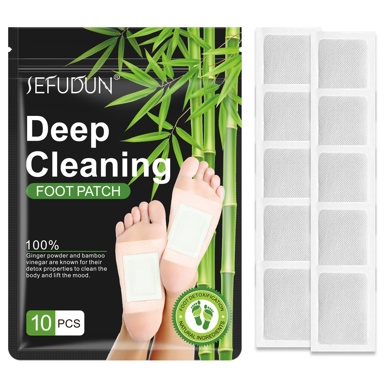 Detox Foot Patches Bamboo Charcoal Pads Detoxification Body Toxins Cleansing Slimming Stress Relief Feet Care Health Pads