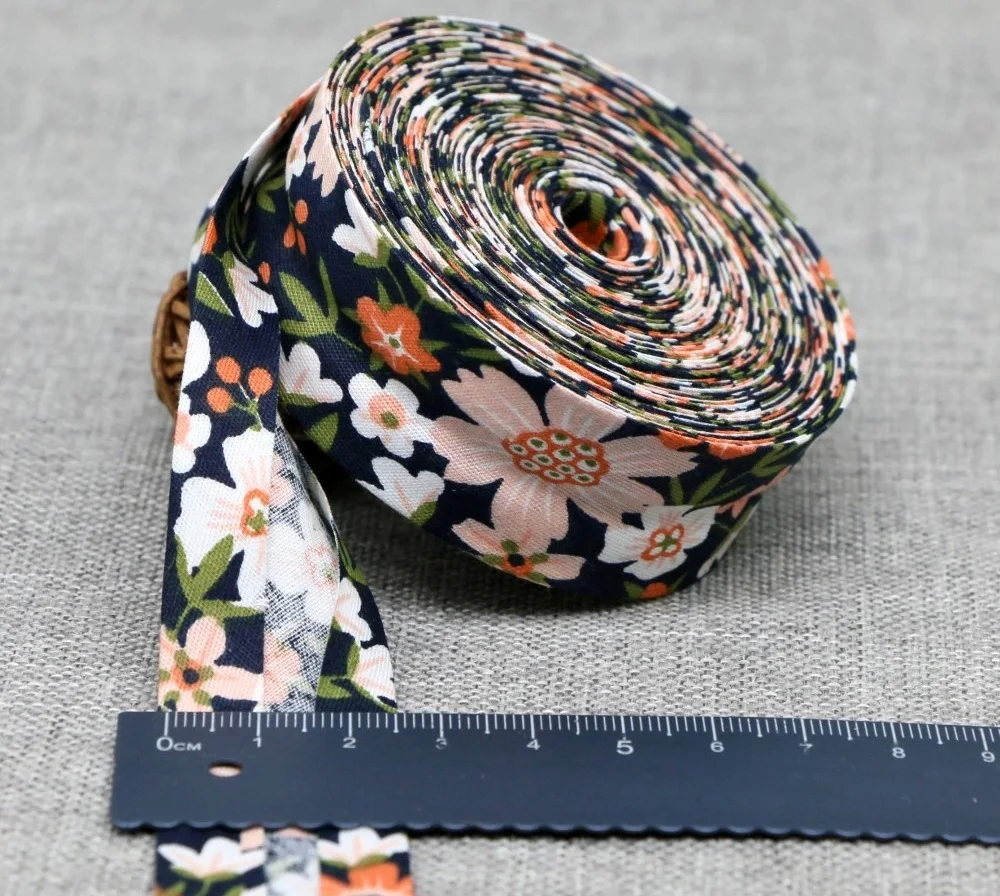 25 mm bedrucktes Schrägband aus Baumwolle zum Selbermachen, handgefertigtes Band, gefaltete Bindung für Heimstoffherstellung und Hausbindungsprojekte – Detail 6