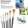 6-Piece Professional Nylon Artist Brush Set - Multi-Function Paint Brushes for Acrylic, Watercolor, Oil, Gouache Painting - Easy 6