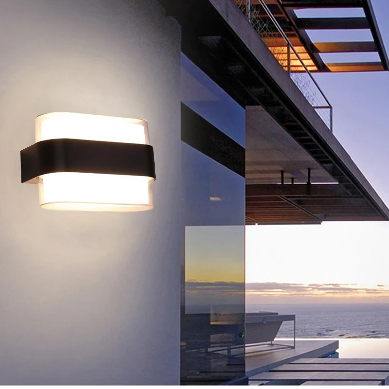 Outdoor LED Double Head Wall Lamp Waterproof Acrylic Square Wall Lamp Stair Aisle Simple Waterproof