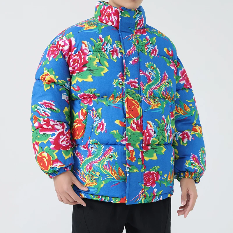 2023 Internet Celebrity Hot Selling Chinese Style Northeast Large Floral Oversized Cotton Jacket Thickened Warm Winter Coat