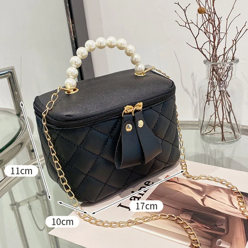Single Shoulder Crossbody Bags with A Hundred Models of Women's Bags Design Senior Sense of Pearl Handheld Chain Makeup Bag