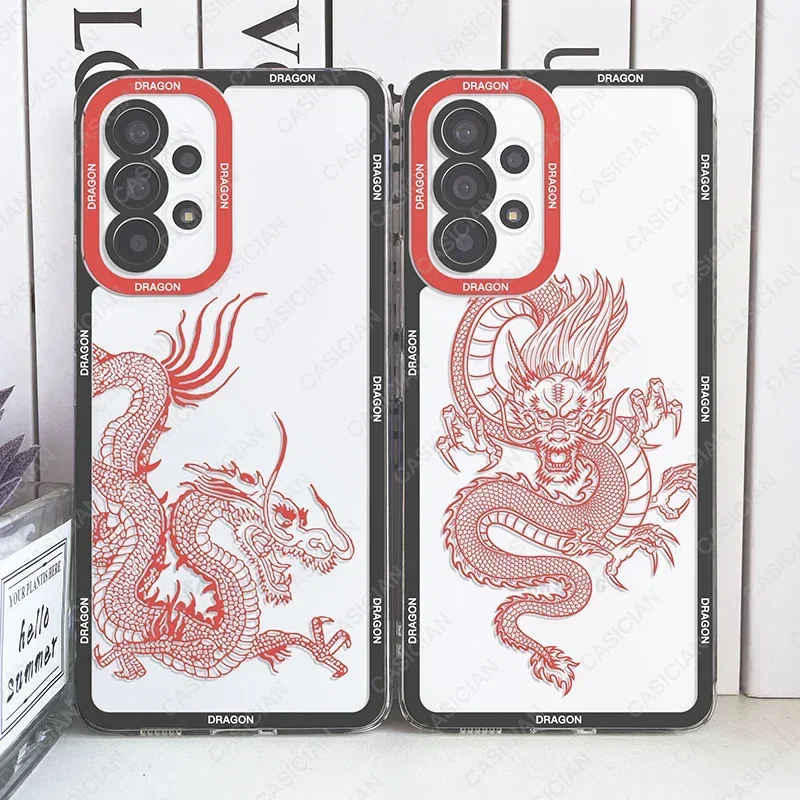 Custodia Per Samsung Galaxy A52 A53 A54 A73 S20 Fe S21 Plus S22 S23 S24 Ultra 5G Design Estetico Unico Red Dragon Cover