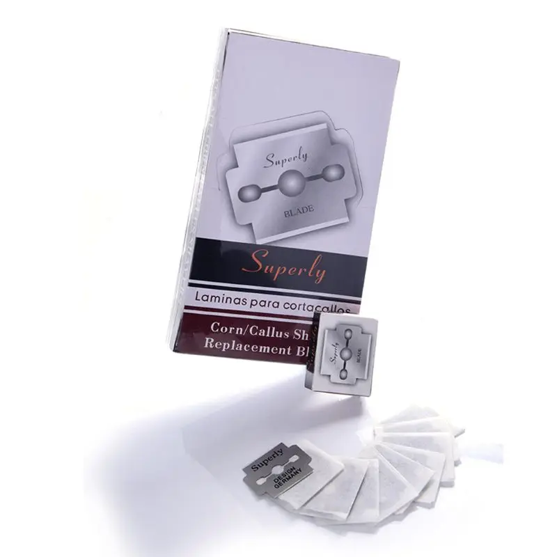 캘러스 면도기 블레이드, 옥수수 평면 하드 데드 스킨 리무버, 발 파일 페디큐어용 스테인레스 스틸 교체 블레이드, 100 개