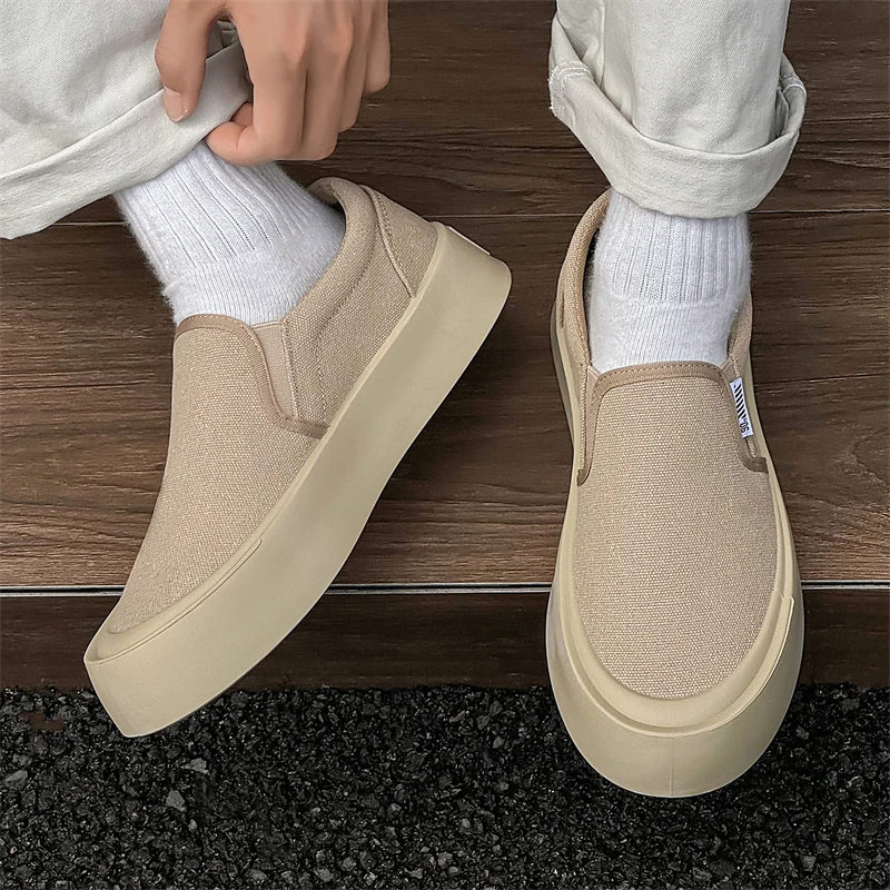 Summer Breathable Cloth Men Casual Shoes Mens Loafers Comfort Slip-on Driving Shoes Platform Sneakes  Walking Vulcanized Shoes 4