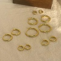 6-15mm Stainless Steel Earring Minimalist Classic Round Gold Color Earring for Women Men Tiny Huggie Hoop Rock  Jewelry Gift - Image 2
