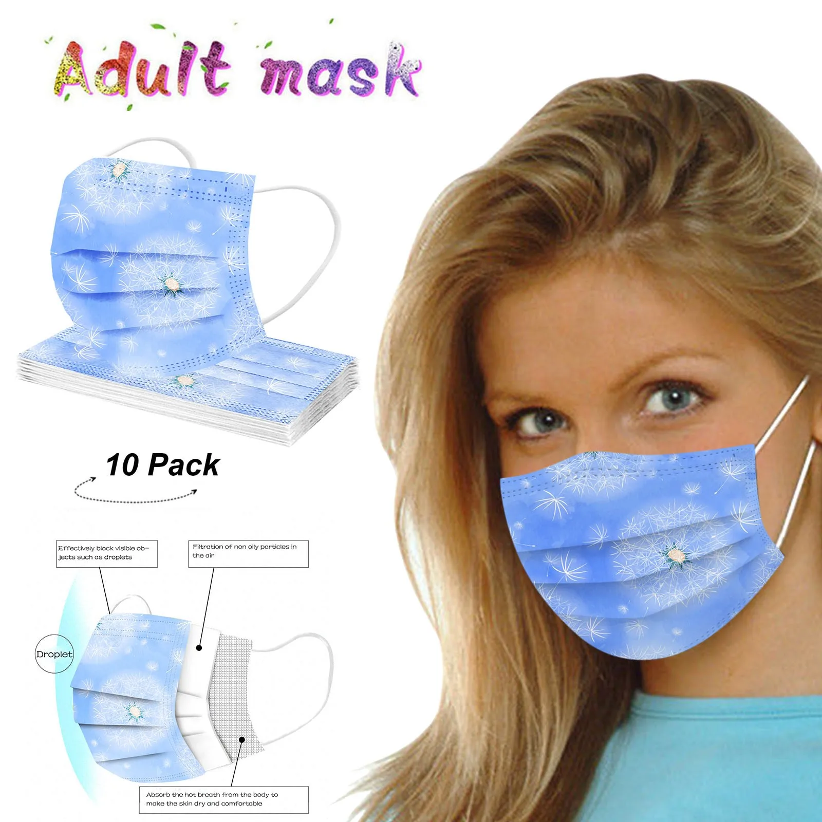 Adult Disposable Anti-Pollution Protective Fabric Dirt 3 layer Mask 10 Pack mouth cover 마스크 cubreboca маска mascarilla faciales