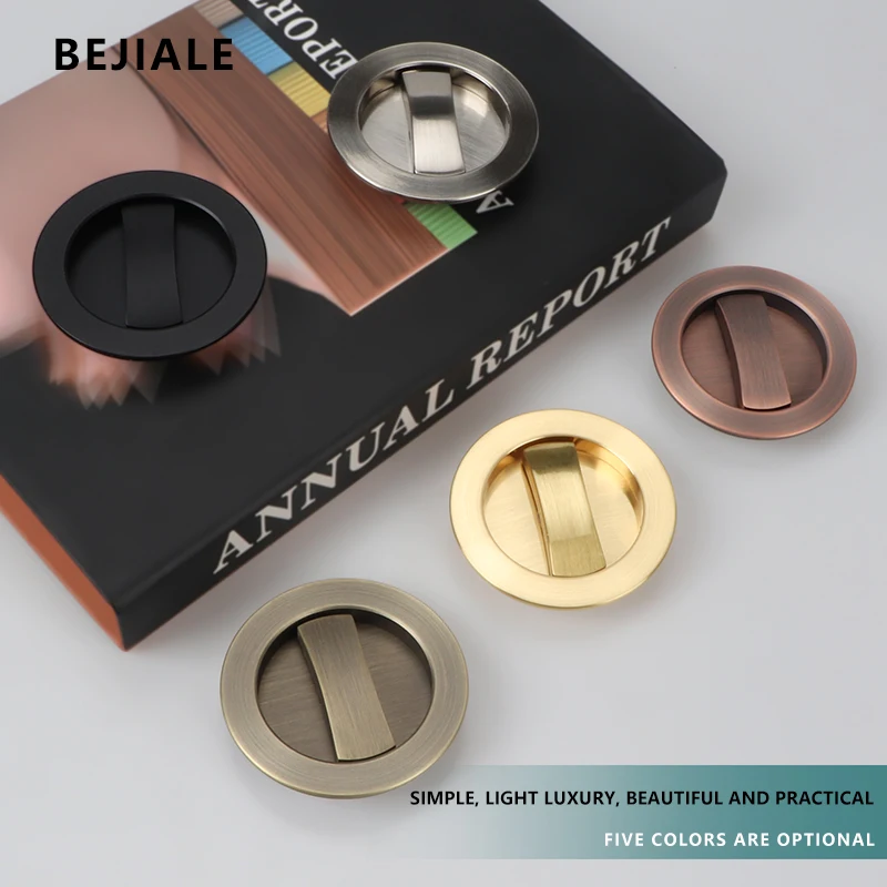 Indoor Sliding Door Lock Invisible Round Double Hook Kitchen Bathroom Gold Sliding Door Lock Zinc Alloy Balcony Single Hook