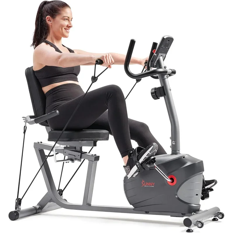 Smart Magnetic Recumbent Exercise Bike with Optional SunnyFit App Bluetooth Connectivity, FullWorkout, Large Ergonomic Se