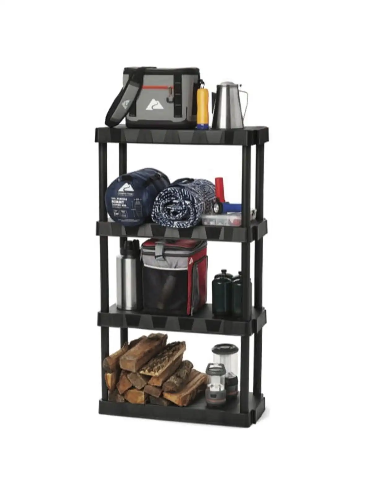 Black Plastic 4-Tier 56.2" H x 30"" W x 13.8" D, 280lb Total Capacity 3