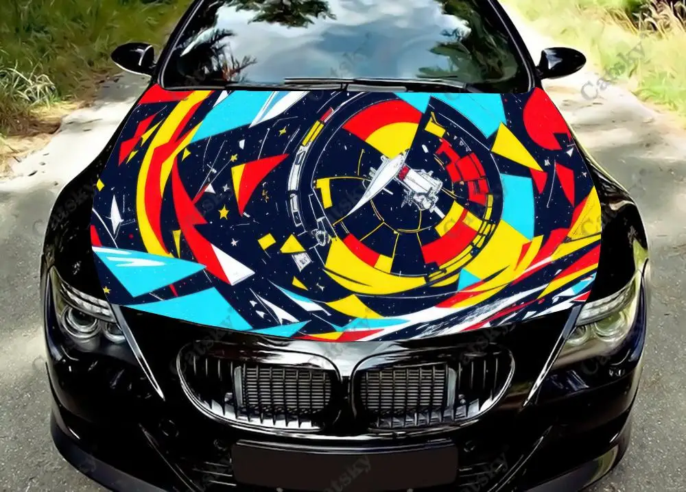 

Красочные граффити узор Автомобильная капота виниловые наклейки оберточная виниловая пленка наклейки на крышку двигателя автомобильные аксессуары