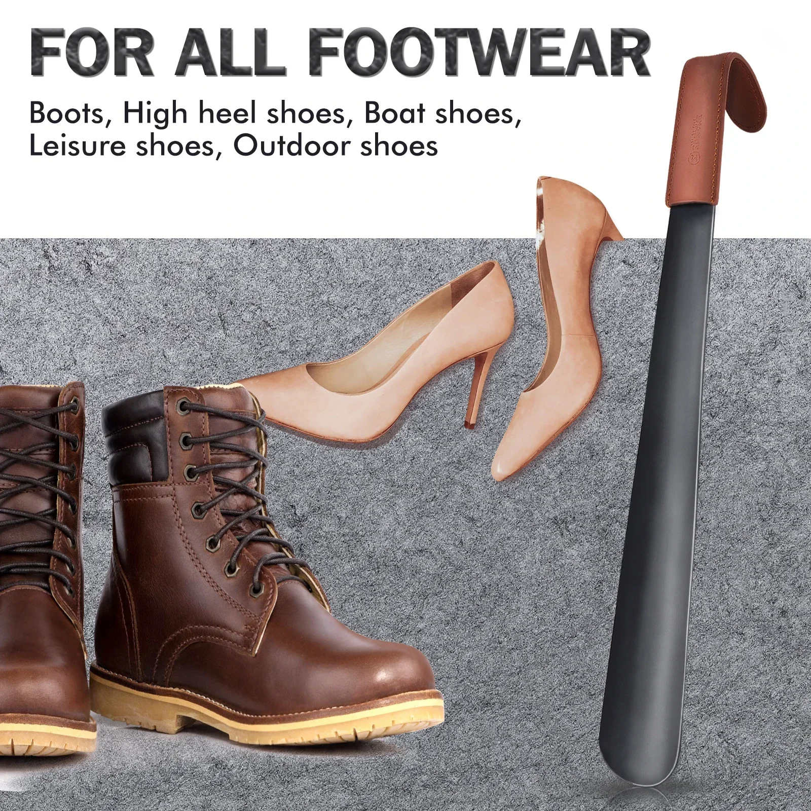 รูปสินค้า Shoehorn ช่วยใส่รองเท้า 42 ซม. สายหนังสแตนเลส